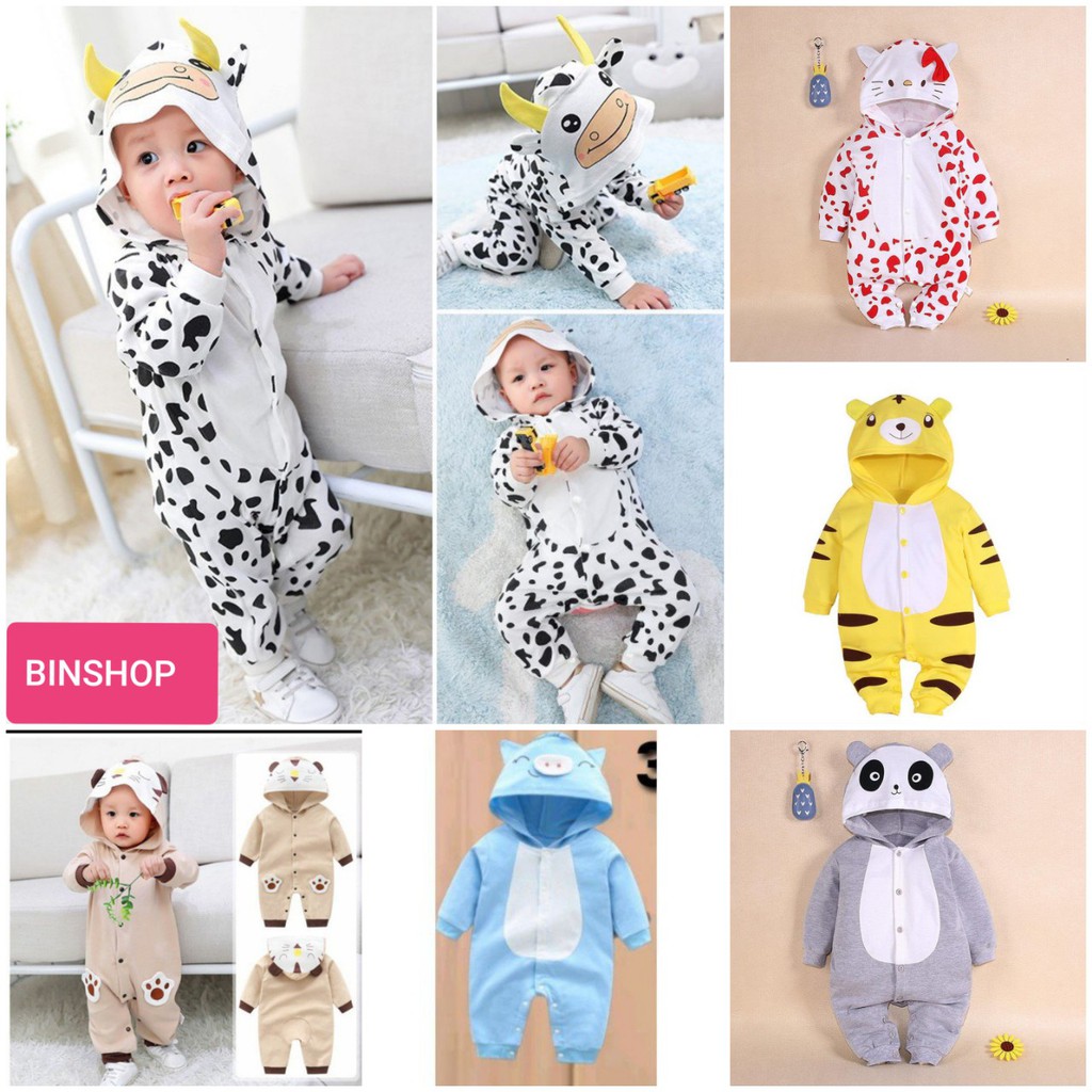 [Vải CAO CẤP] Bộ body cho Bé Trai Bé Gái Dài tay Hình thú mẫu quần áo sơ sinh ngộ nghĩnh 100% Cotton Mềm Mịn từ 1-13kg