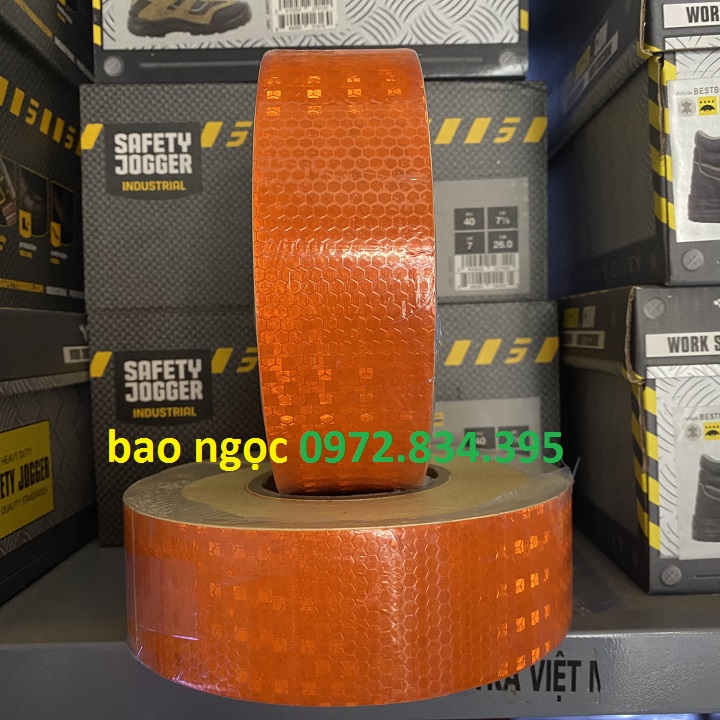 Decan Băng keo phản quang lưới khổ 5cmx45m Màu Vàng Cam