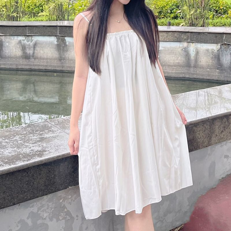 Đầm tiểu thư hai dây dáng suông lỡ chun ngực - Váy bánh bèo trẻ trung xinh đẹp đi chơi mặc nhà đi du lịch - LISA V137