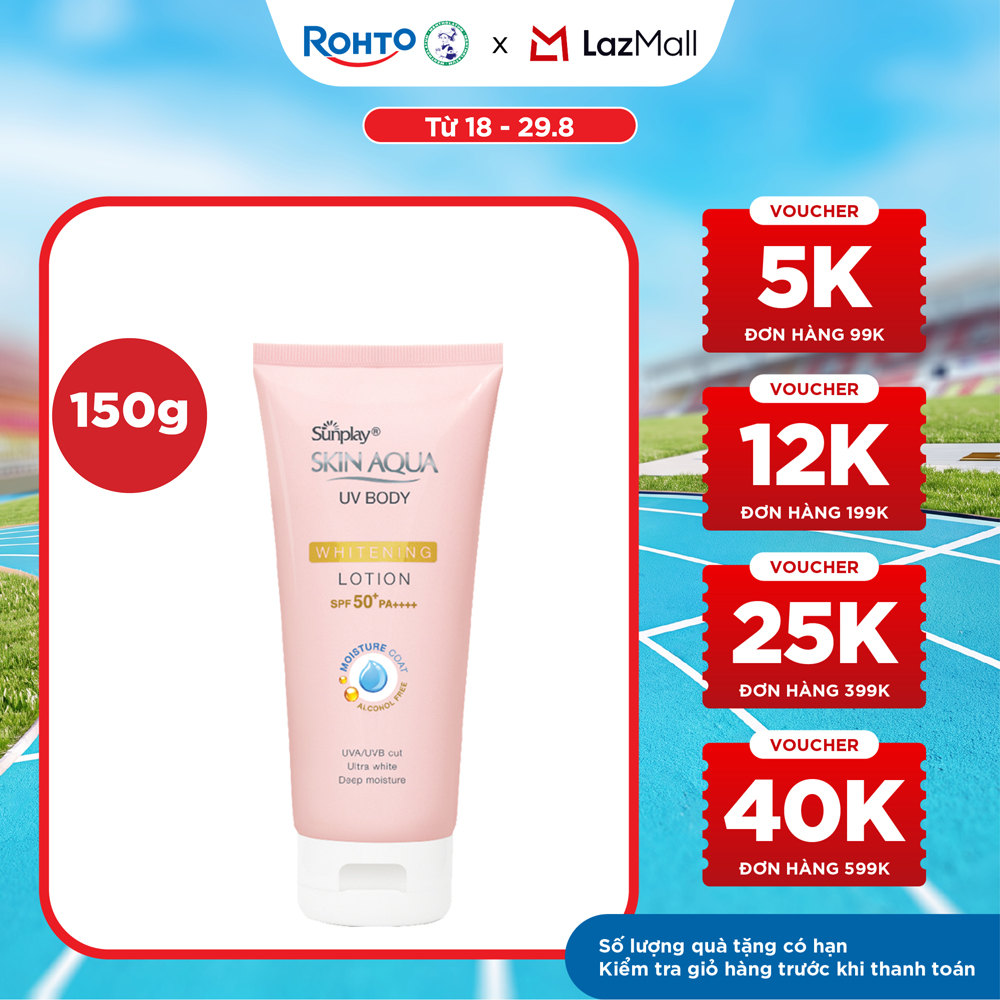 Kem chống nắng body Skin Aqua dưỡng trắng dùng hàng ngày Sunplay Skin Aqua UV Body Whitening Lotion SPF 50+ PA++++ 150g