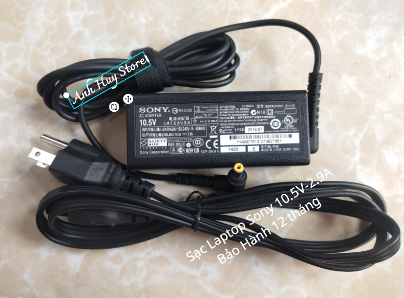 Sạc Laptop Sony 10.5V–2.9A 30W Sony Vaio VPC-X VGN-P VGP-CKP1 SGPT11 SGPAC10V1 SGPT111AE SGPT111ARS SGPT111ATS