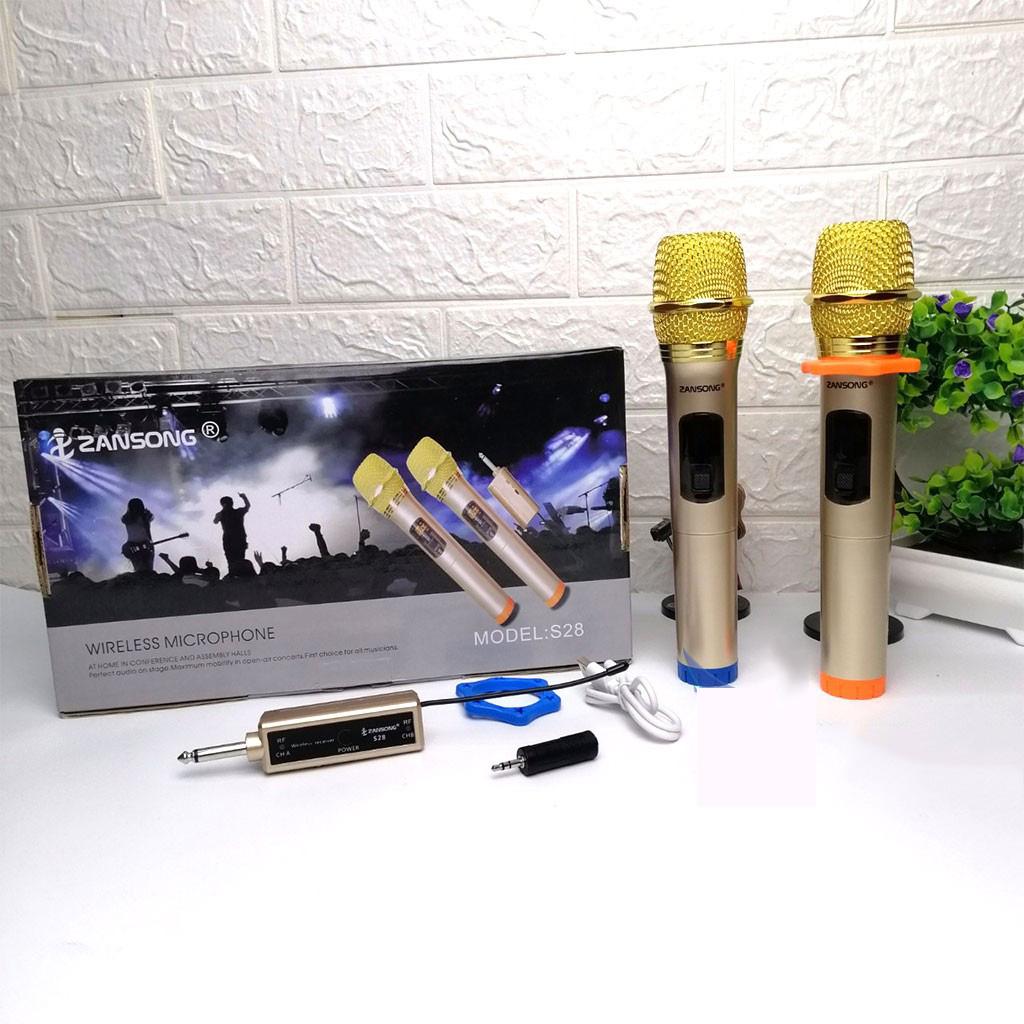 Micro bộ 2 micro không dây đa năng zansong s28 - micro không dây giá re - bộ 2 micro không dây hát karaoke cực chuẩn zansong s28 vừa đẹp vừa hay chống hú rít cực hút âm, bảo hành 12 tháng.