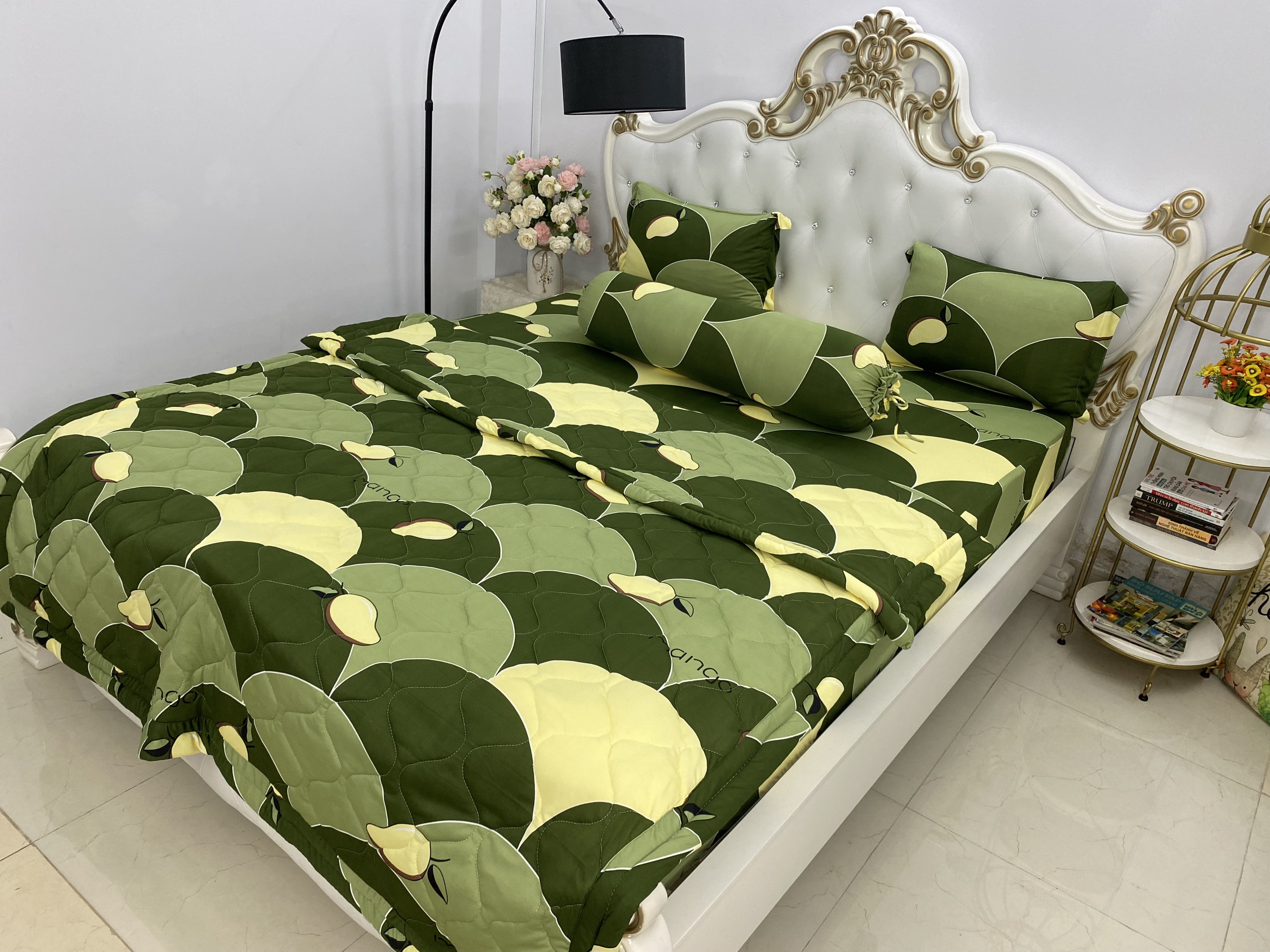 [HCM]Bộ drap thun Hàn Quốc loại 1 có mền 5 món  ( 1 drap + 1 chăn chần bông + 3 áo gối) đủ size