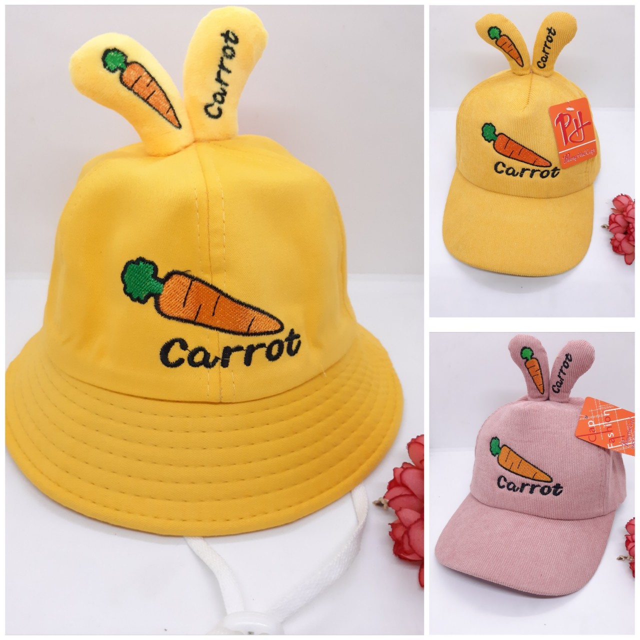 Mũ nón vành nón bo cà rốt  cho bé trai bé gái 1 đến 5 tuổi