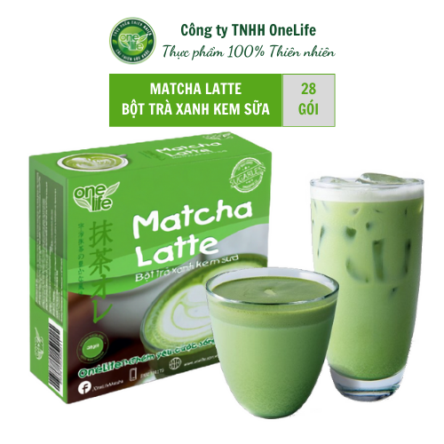 [Free ship & Quà tặng thiên nhiên] Hộp 28 gói Bột hòa tan uống liền trà sữa Matcha Latte thơm ngon, béo bùi OneLife