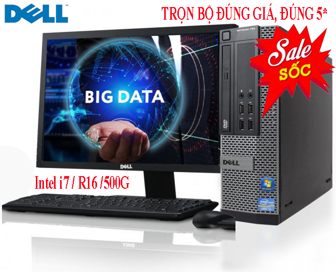 Bộ máy tính để bàn Dell Core i7 intel 4th máy tính đồng bộ dùng dự án văn phòng, học tập, giải trí sản phẩm trọn bộ đầy đủ  - Tặng USB Wifi
