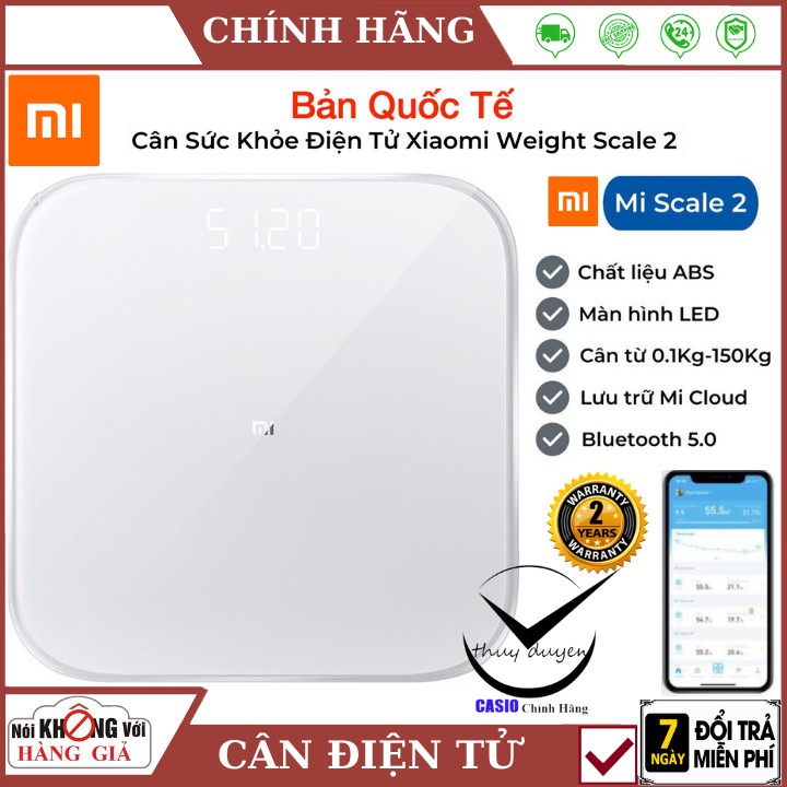Cân điện tử sức khỏe Xiaomi Mi Smart Scale 2 , cân xiaomi body fat scale 2 kết nối bluetooth qua điện thoại