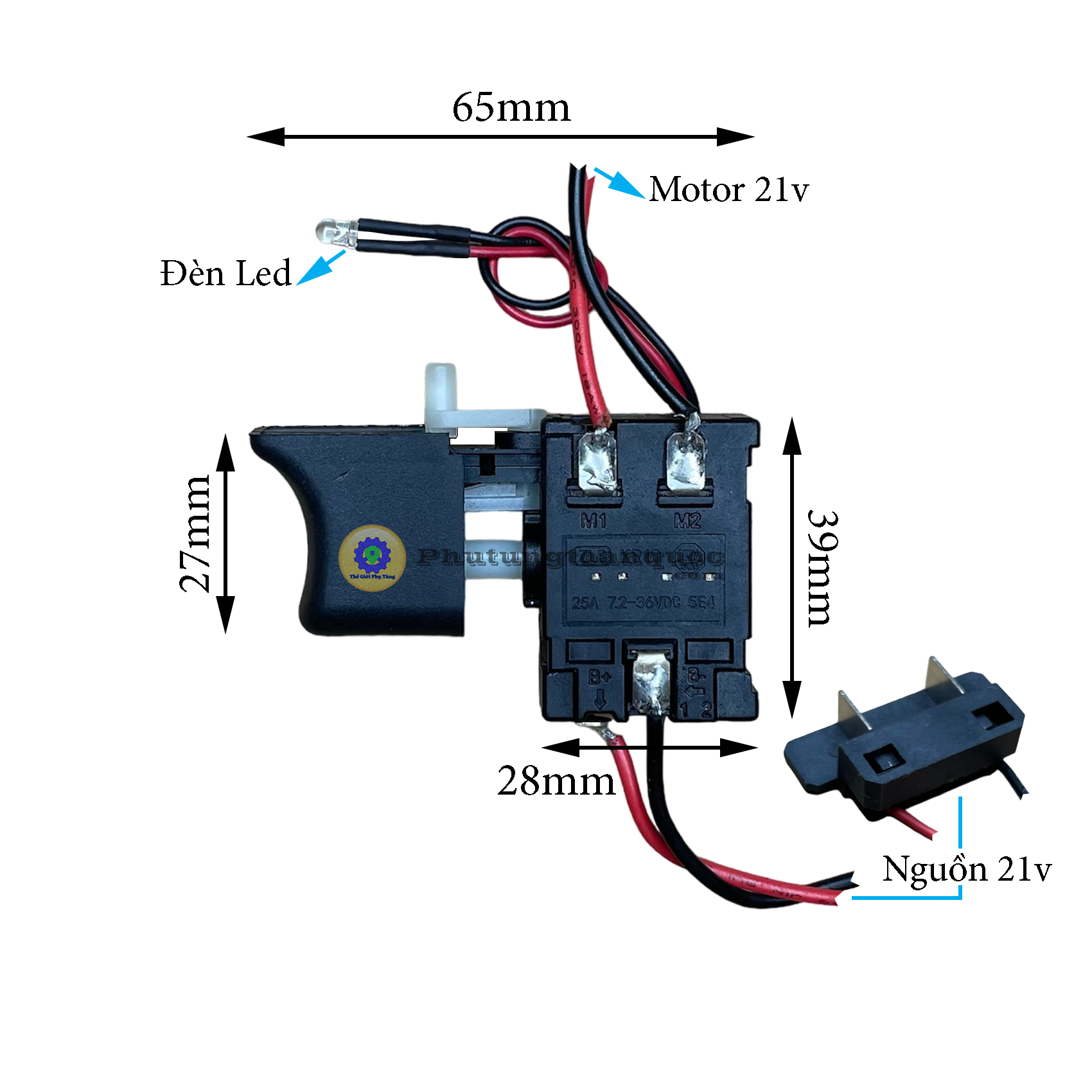 Công Tắc Máy Khoan Pin Động Cơ Chổi Than 550 Hoặc 775 Tích Hợp Điều Tốc Khi Bóp Cò [ 12v - 21v ]