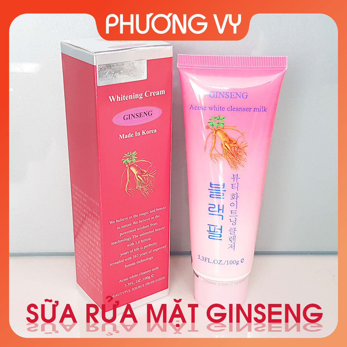 Sữa rửa mặt Ginseng, giúp sạch nhờn và làm sạch da mặt, mỹ phẩm Ginseng.