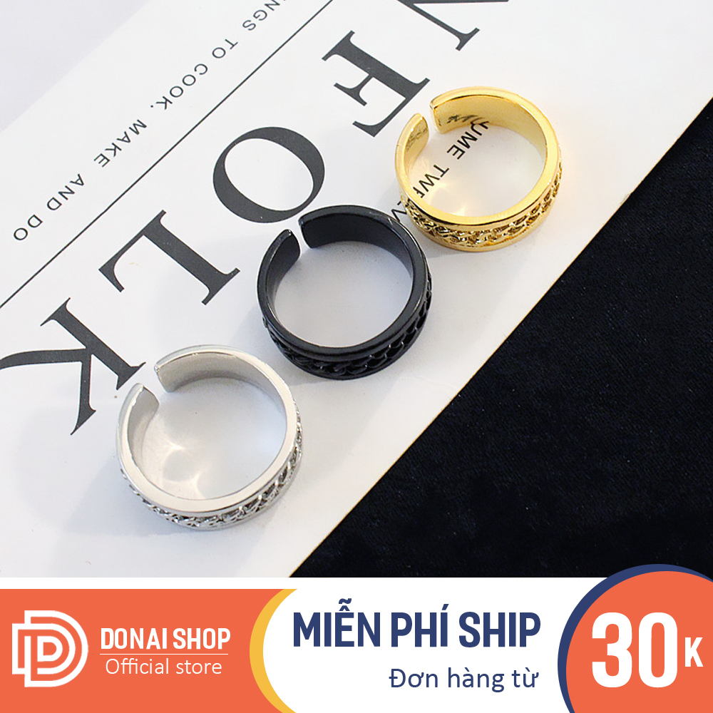 Nhẫn thời trang nam nữ, hở viền, chất liệu titan siêu bền, hạn chế bay màu, phong cách Hàn Quốc cực ngầu NT10.DONAI
