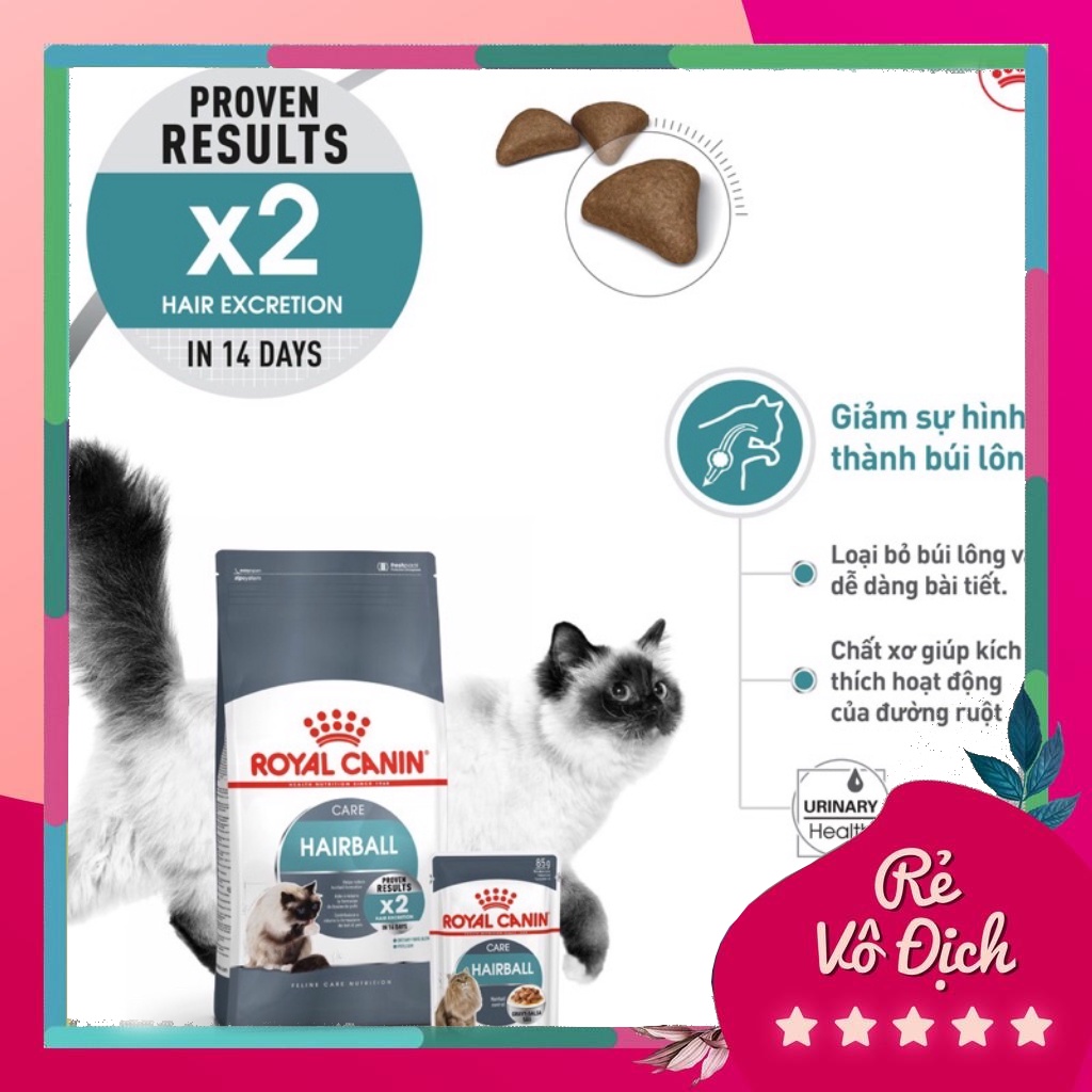[Mã 11FMCGSALE1 giảm 10% đơn 250K] [Túi 2kg nguyên] Royal canin Hairball thức ăn hạt giúp tiêu búi lông cho mèo