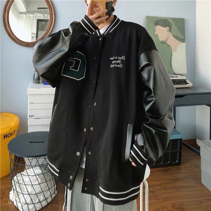 Áo bomber varcity jacket dạ phối tay da in chữ G from rộng, áo bomber thể thao nam nữ unisex, áo khoác bomber jacket, áo khoác bóng chày hàn quốc, áo khoác mùa đông nam nữ, áo khoác bomber thêu, CLOWE