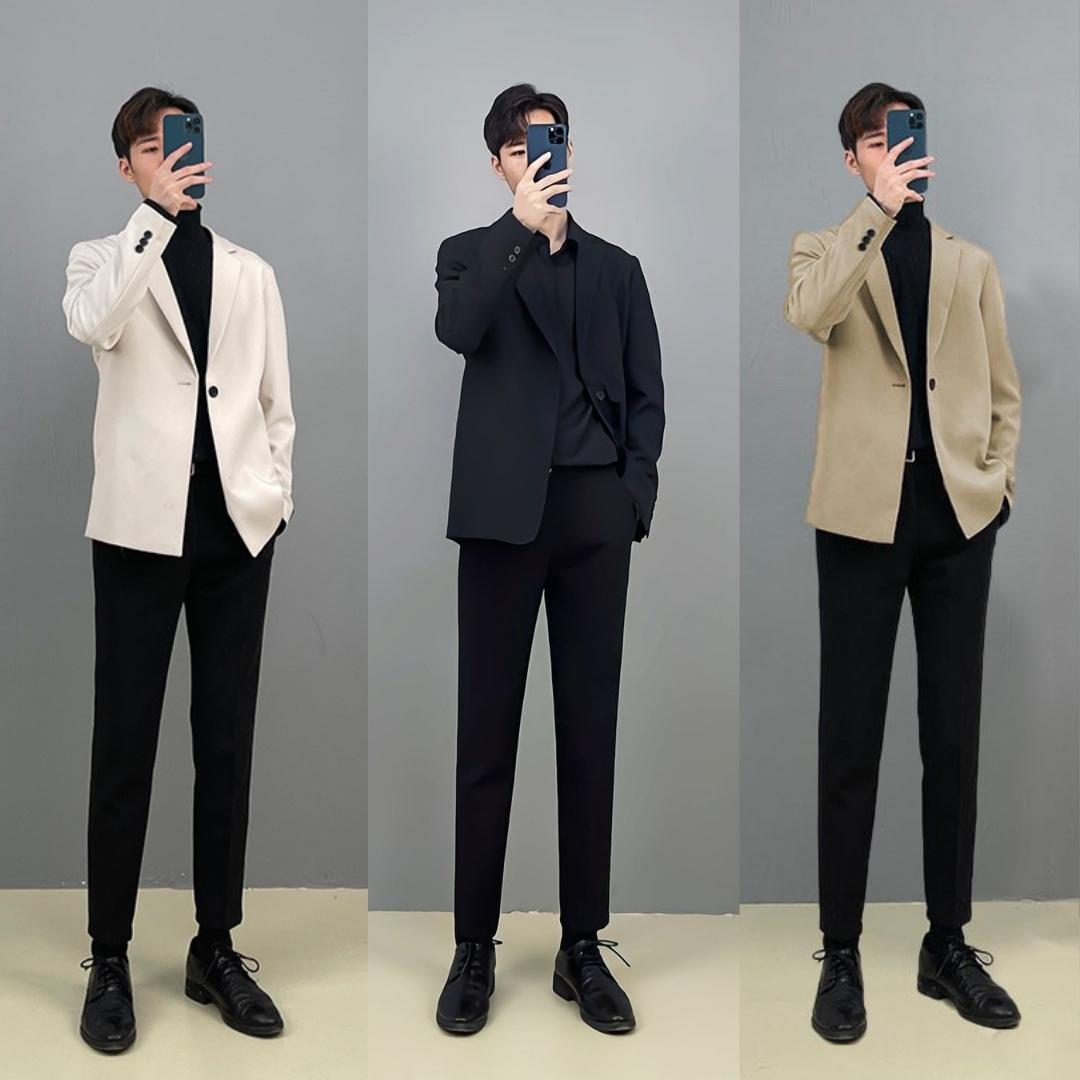 Mua Áo Khoác Blazer Nam Form Rộng Hàn Quốc Màu đen , áo Vest Nam Màu Nâu  Thời Trang Trẻ Trung Phong Cách Màu Trắng , Màu Xám - Yeep