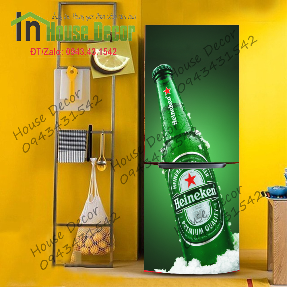 Decal trang trí tủ lạnh phong thủy Chai Bia Lạnh - Chống nước, siêu bền, không bong tróc, dễ dàng tự dán tại nhà