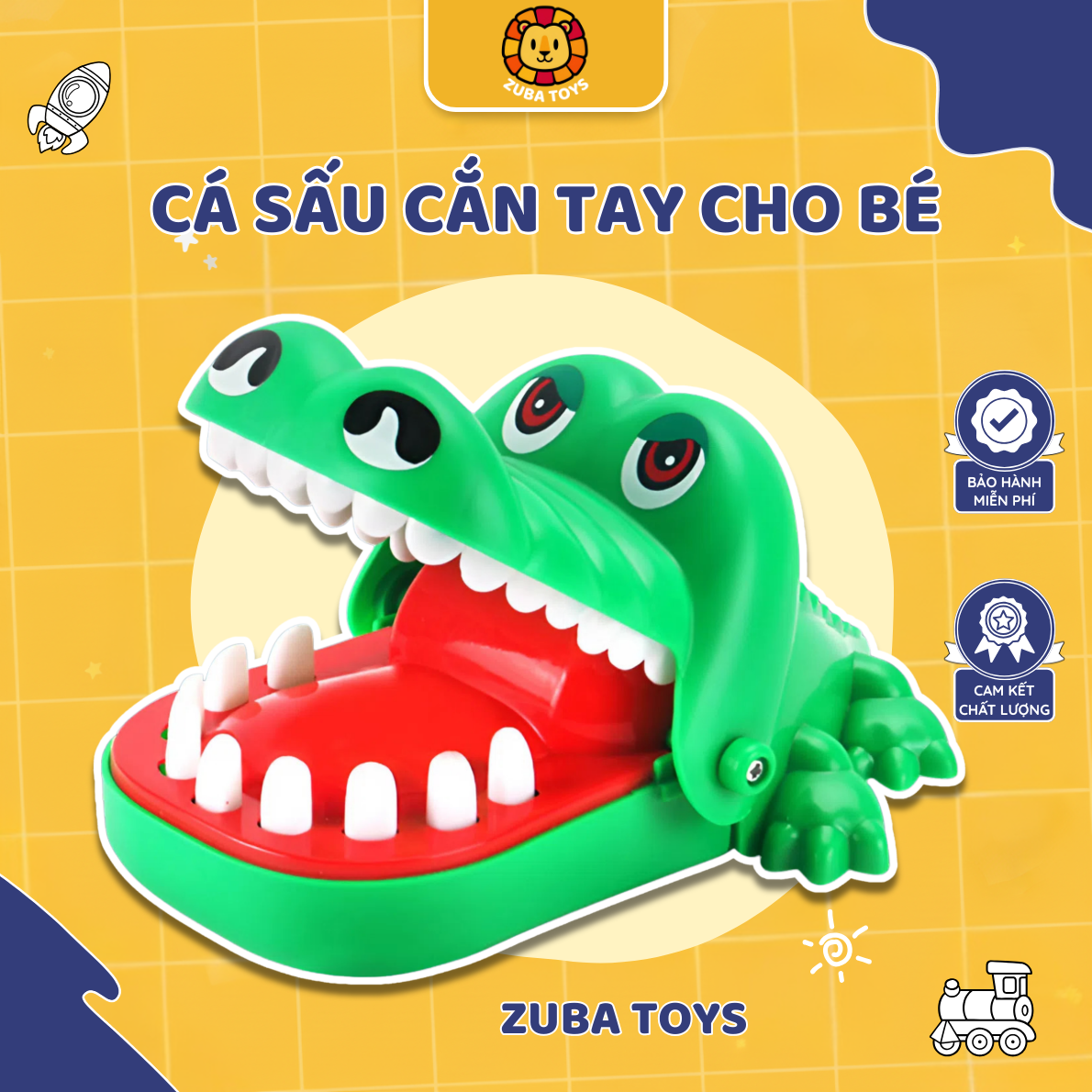 Đồ Chơi Cá Sấu Cắn Tay Zuba Toys Vui Nhộn Cho Bé - Trò Chơi Khám Răng Giúp Bé Phát Triển Phản Xạ Nhanh