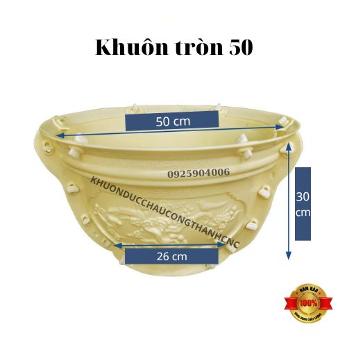 Khuôn đúc chậu cảnh Tròn 50, Chất liệu nhựa ABS cao cấp, Dùng làm chậu cây cảnh xi măng