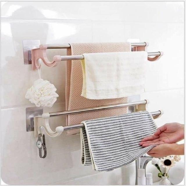 [GIÁ TREO] Giá tren khăn nhà tắn loại DÁN, giá treo khăn, kệ treo khăn nhà tắm tiện lợi, dễ lắp đặt