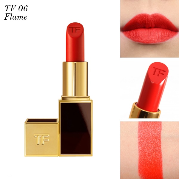 Son T.o.m. .F.o.r.d Lip Color Matte số 06 Flame màu Đỏ Cam thỏi fullsize 3gr của Bỉ