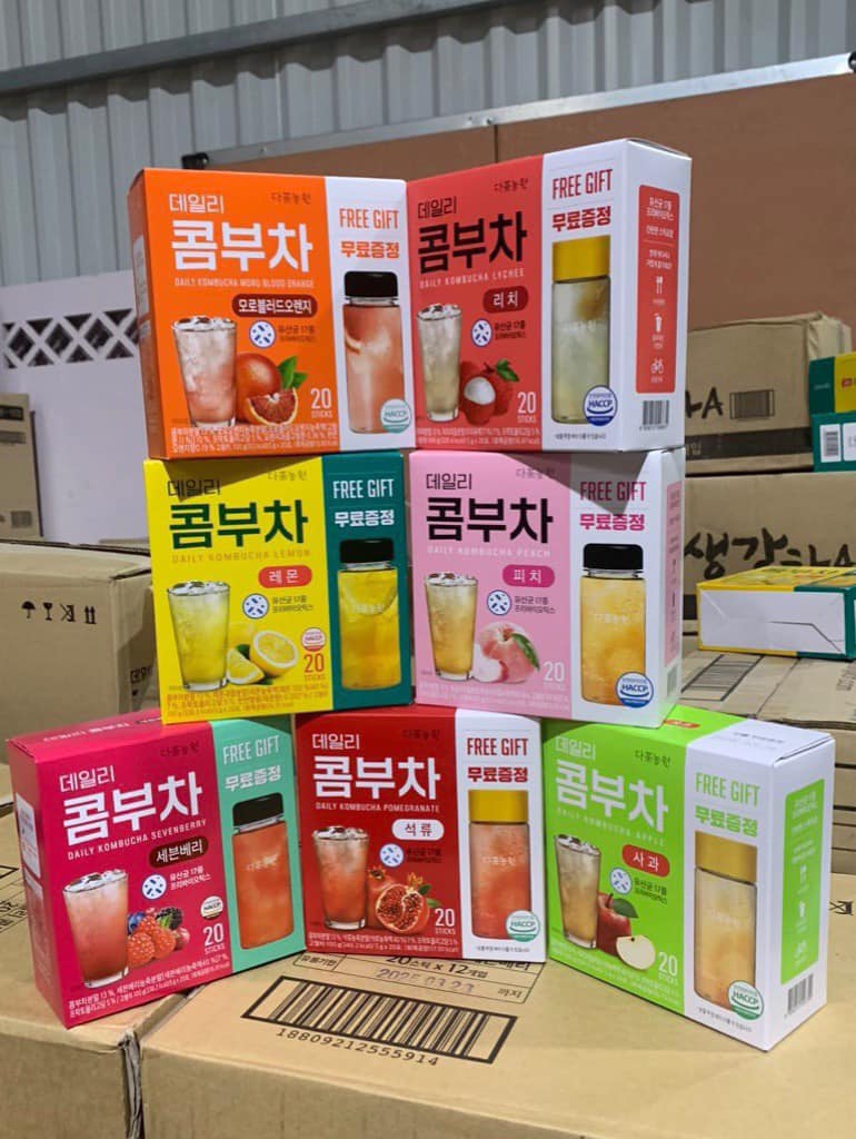 Trà lên men daily kombucha vị trái cây hàn quốc, tặng kèm bình