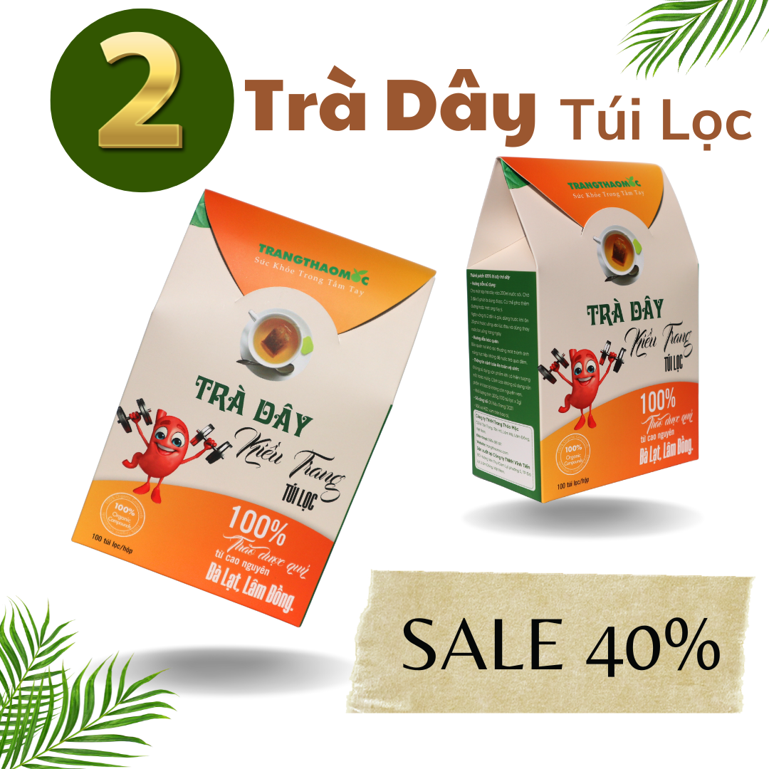 2 hộp trà dây túi lọc - 200 túi lọc trà dây kiều trang - dạ dày luôn khỏe