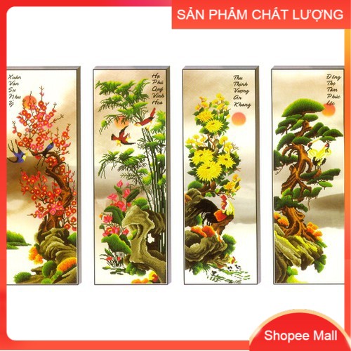 [HCM]Tranh thêu chữ thập Mai trúc cúc tùng 223046 kích thước 127*78cm [Hàng có sẵn]