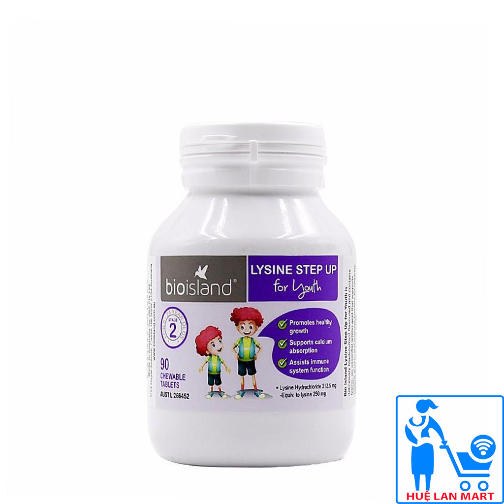 Kẹo Nhai Tăng Chiều Cao, Cân Nặng Cho Bé Bioisland Lysine Step Up for Youth 60 Viên