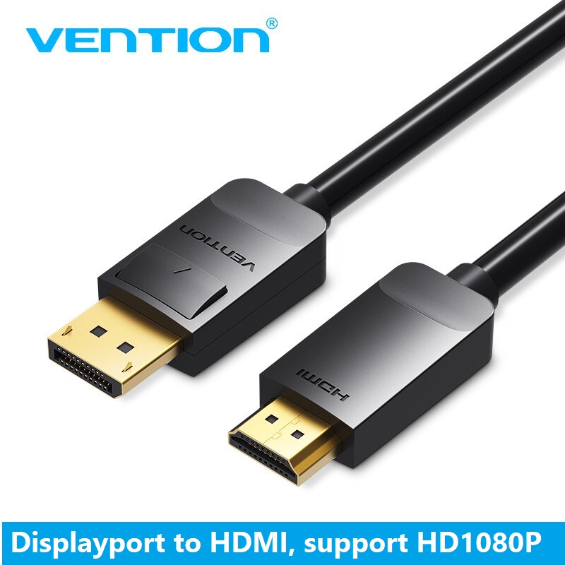 Dây cáp chuyển đổi displayport to hdmi hỗ trợ full hd 1080p, dp to hdmi vention dài 1,5m - 3m - hàng chính hãng