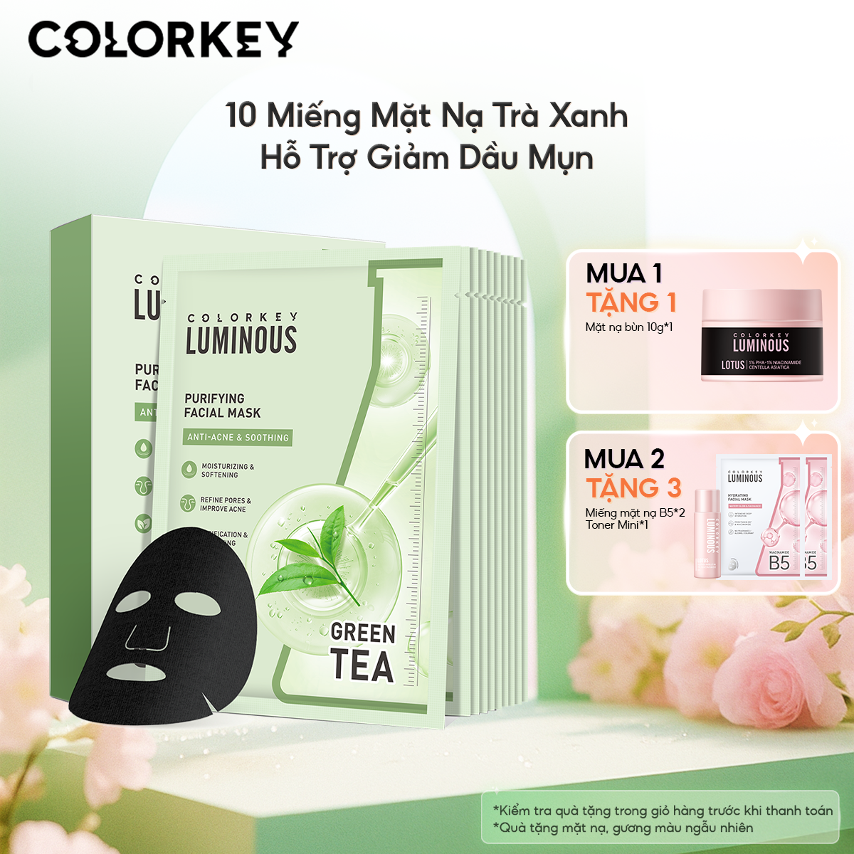 1 Hộp Mặt Nạ COLORKEY LUMINOUS Purifying Facial Mask Hỗ Trợ Kiểm Soát Dầu Mụn 25ml miếng