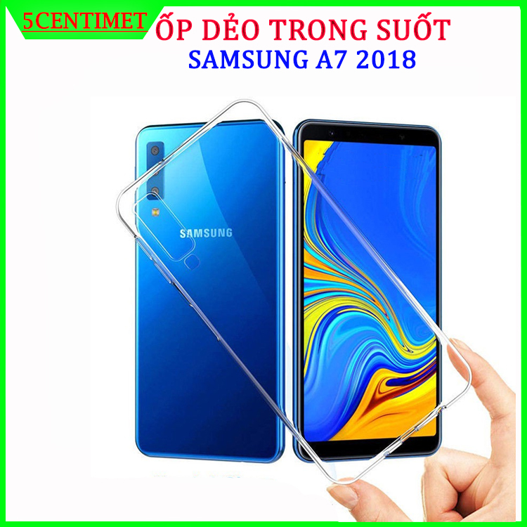"Ốp Dẻo Trong Samsung A7 2018"  Loại tốt, chống ố vàng, Loại Dày Acovit