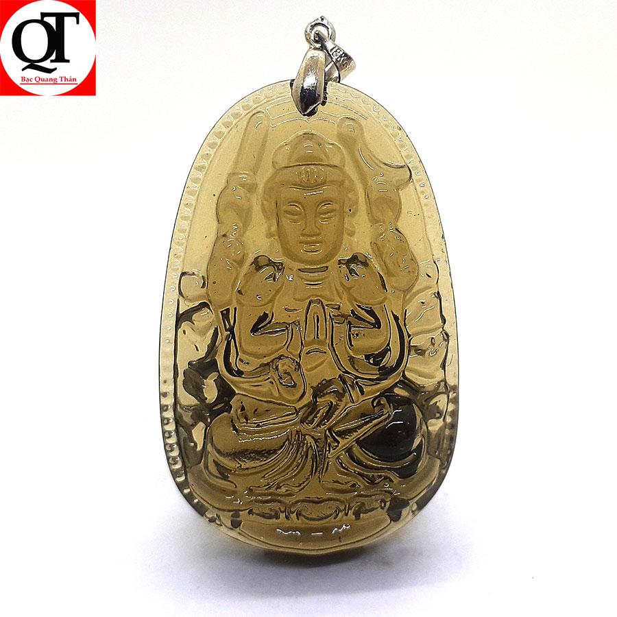Mặt dây nam Bạc Quang Thản, mặt dây ngài Thiên Thù Bồ Tát kẹp móc bạc đơn giản, có đủ màu chọn theo mệnh thích hợp cho người tuổi Tý - QTMNA11