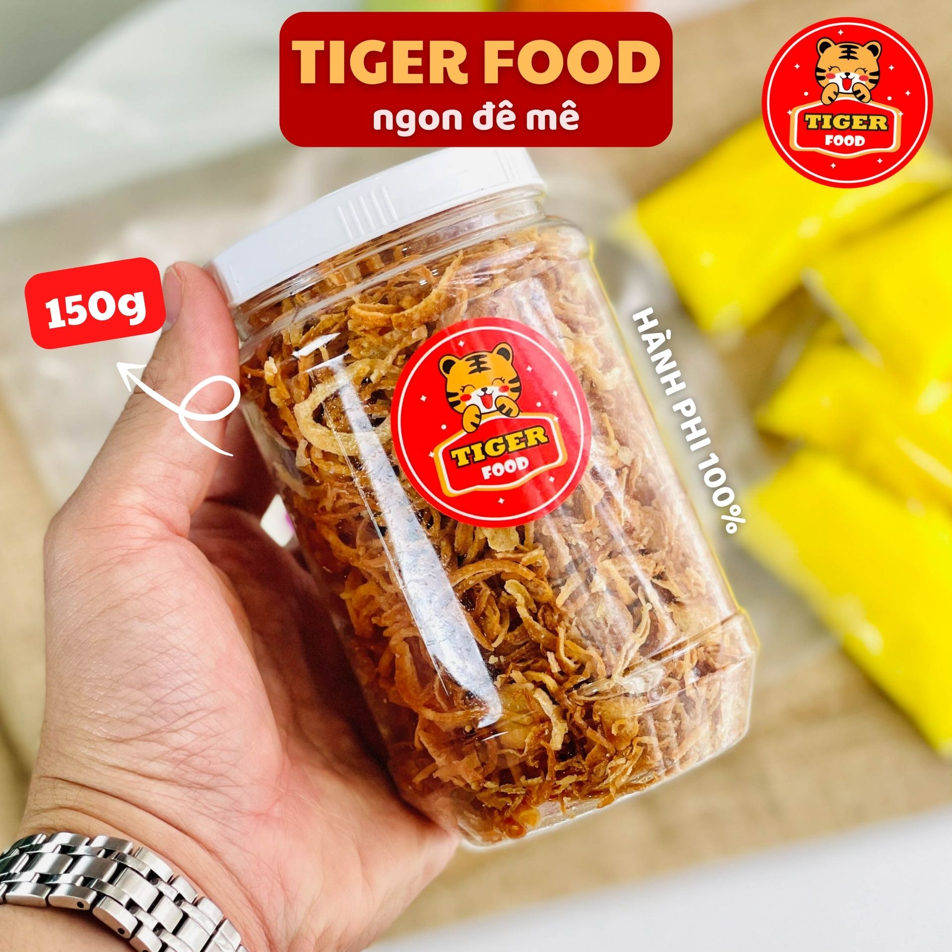 Hành phi loại ngon TIGER FOOD Hành tím ta phi giòn thơm ăn kèm bánh tráng phơi sương Siêu Ngon