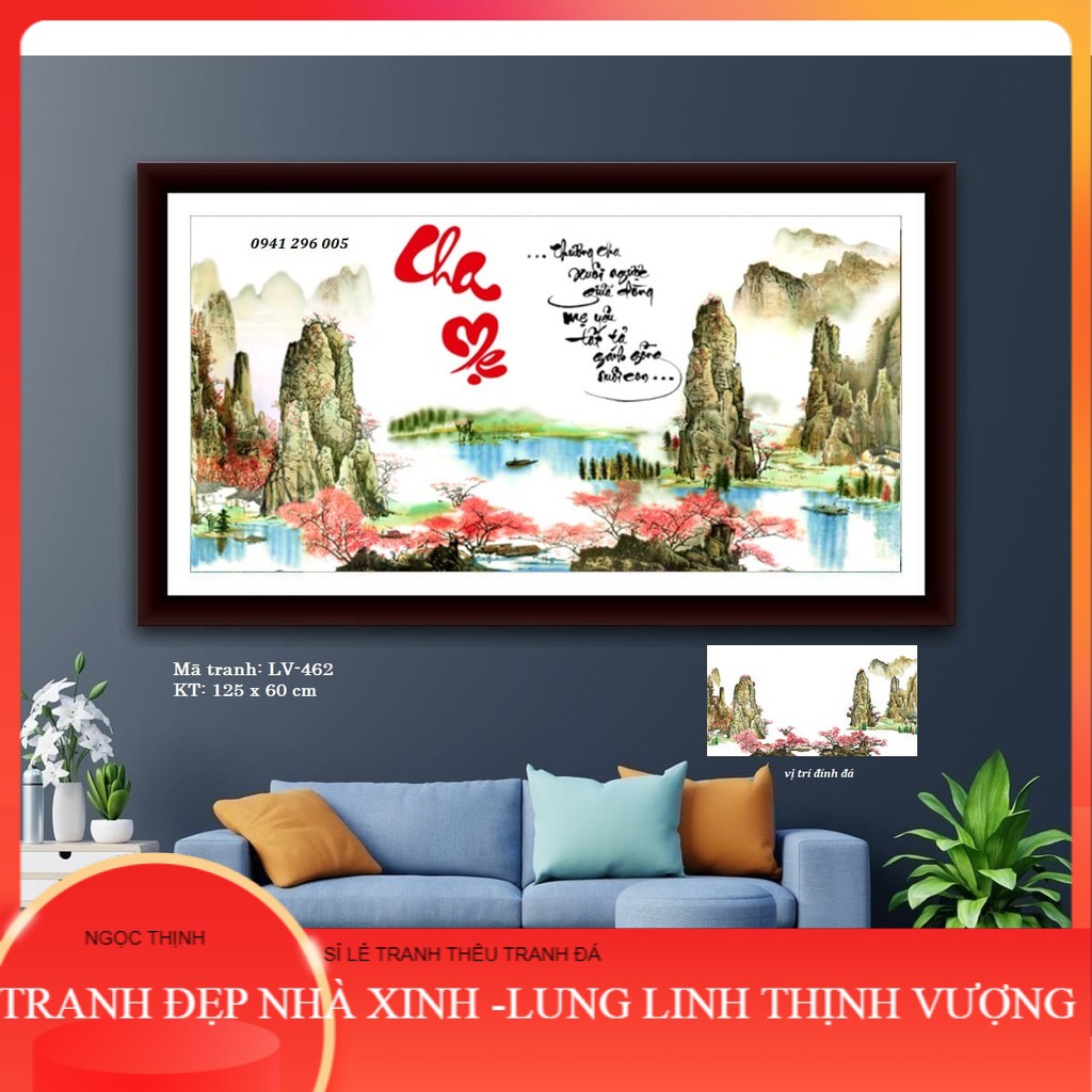 Tranh đính đá cha mẹ lv462 - chưa đính đá ngọc thịnh shop tranh