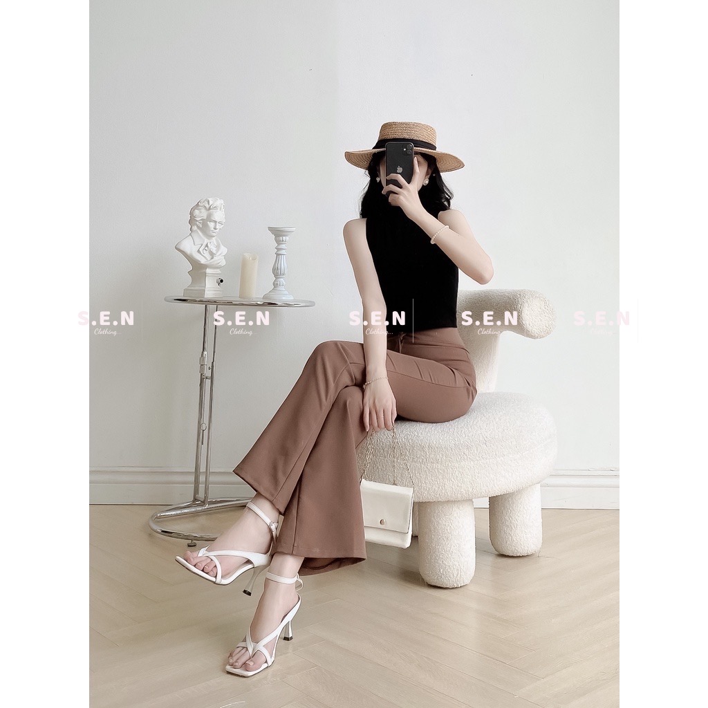 Quần tây ống loe nhẹ big size S-2XL cạp cài cúc khoá có túi chất đẹp