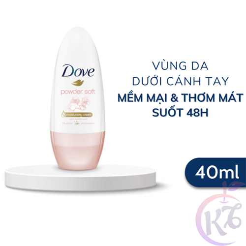Lăn khử mùi Dove dưỡng da trắng mịn chai 40ml hương phấn thơm - lăn nách Powder Soft