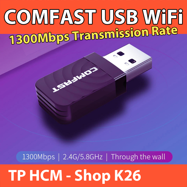 Usb thu wifi comfast cf-812ac 1300mbps có hỗ trợ 5ghz