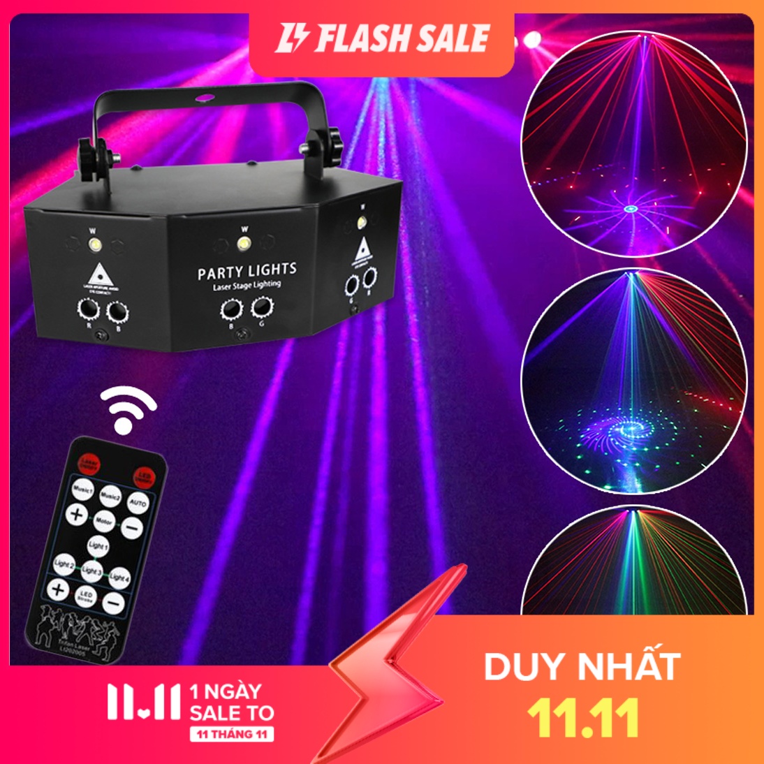 Đèn LASER vũ trường cảm biến Âm Thanh, Ánh sáng Laze có chế độ DMX - Hàng Cao Cấp