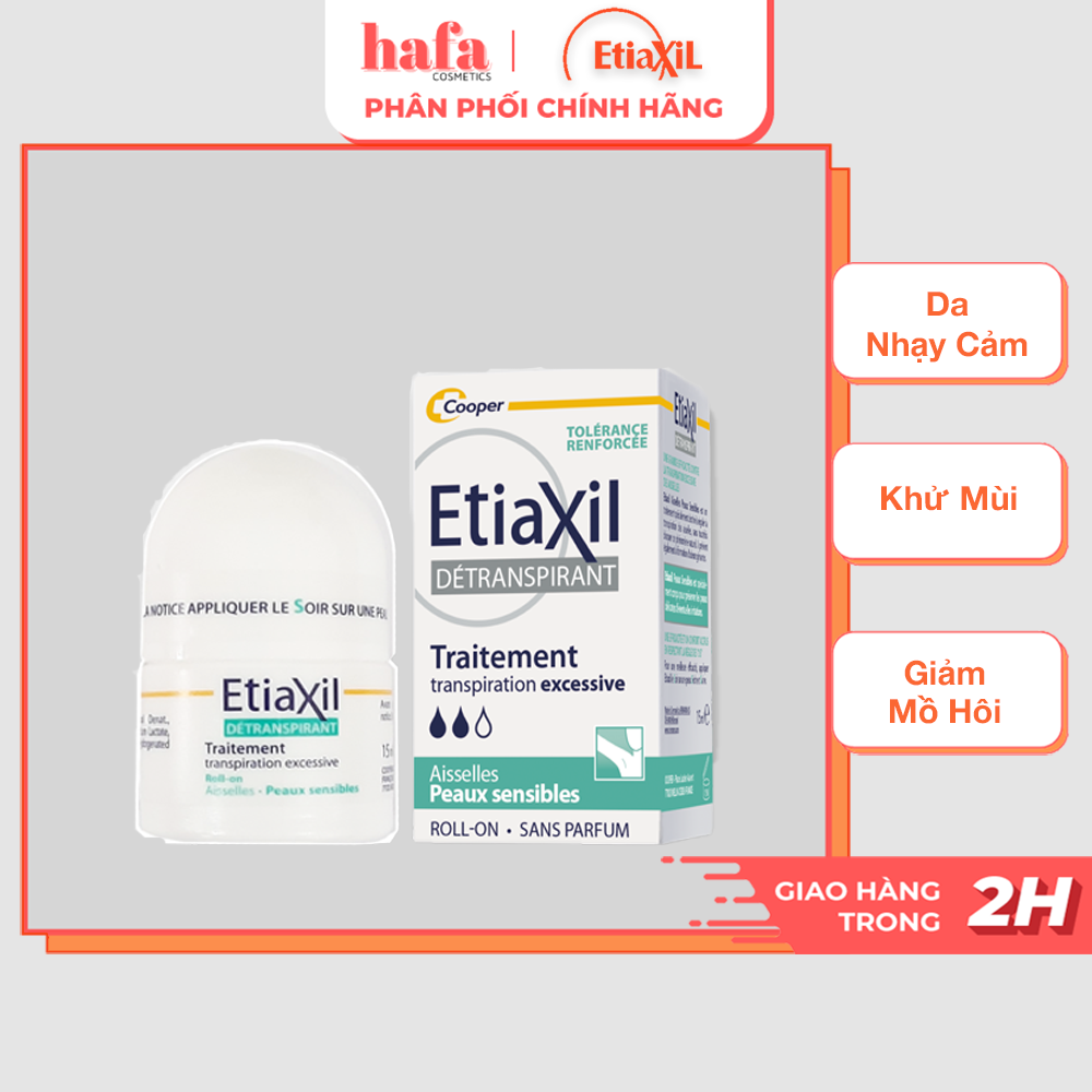 Lăn khử mùi Etiaxil Màu xanh dành cho da nhạy cảm 15ml Détranspirant Aisselles Peaux Sensibles