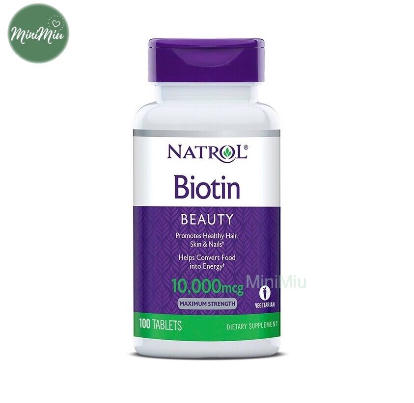 Viên uống hỗ trợ mọc tóc và giảm rụng tóc natrol biotin 10,000mcg hộp 100 viên chính hãng của mỹ