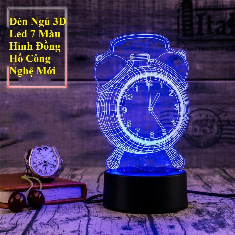 Đèn Ngủ 3D Led 7 Màu Hình Đồng Hồ Công Nghệ Mới ánh sáng dịu nhẹ, dễ dàng đưa bạn vào giấc ngủ, điều hòa giấc ngủ êm ái Công Tắc Điều CHỉnh Màu Sắc Như Mong Muốn , Tặng phiếu bảo hành 1 năm Toàn quốc