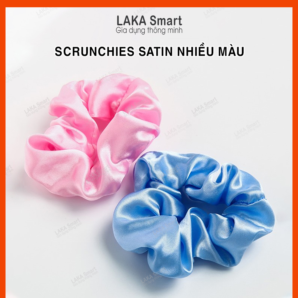 Cột Tóc Vải Dây Buộc Tóc Scrunchies Nhiều Màu Satin