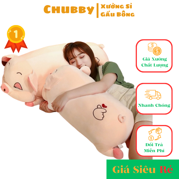 Gấu bông thú nhồi bông heo mắt híp 💕 giá xưởng 💕 khổng lồ chất liệu bông gòn cao cấp size 45 -110 cm cao cấp tại chubby
