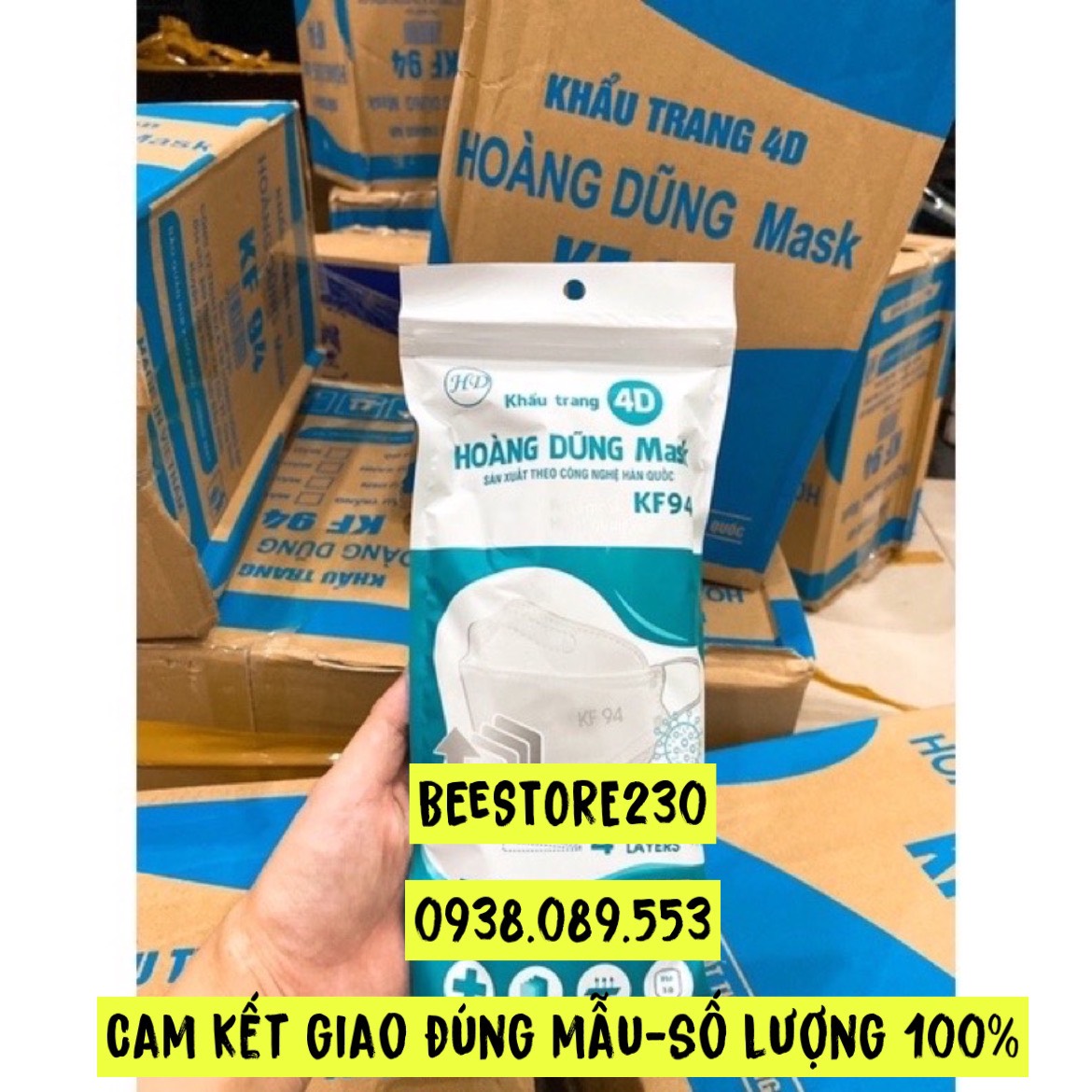Khẩu Trang KF94 Cá Hiệu Hoàng Dũng Full Thùng 300 cái