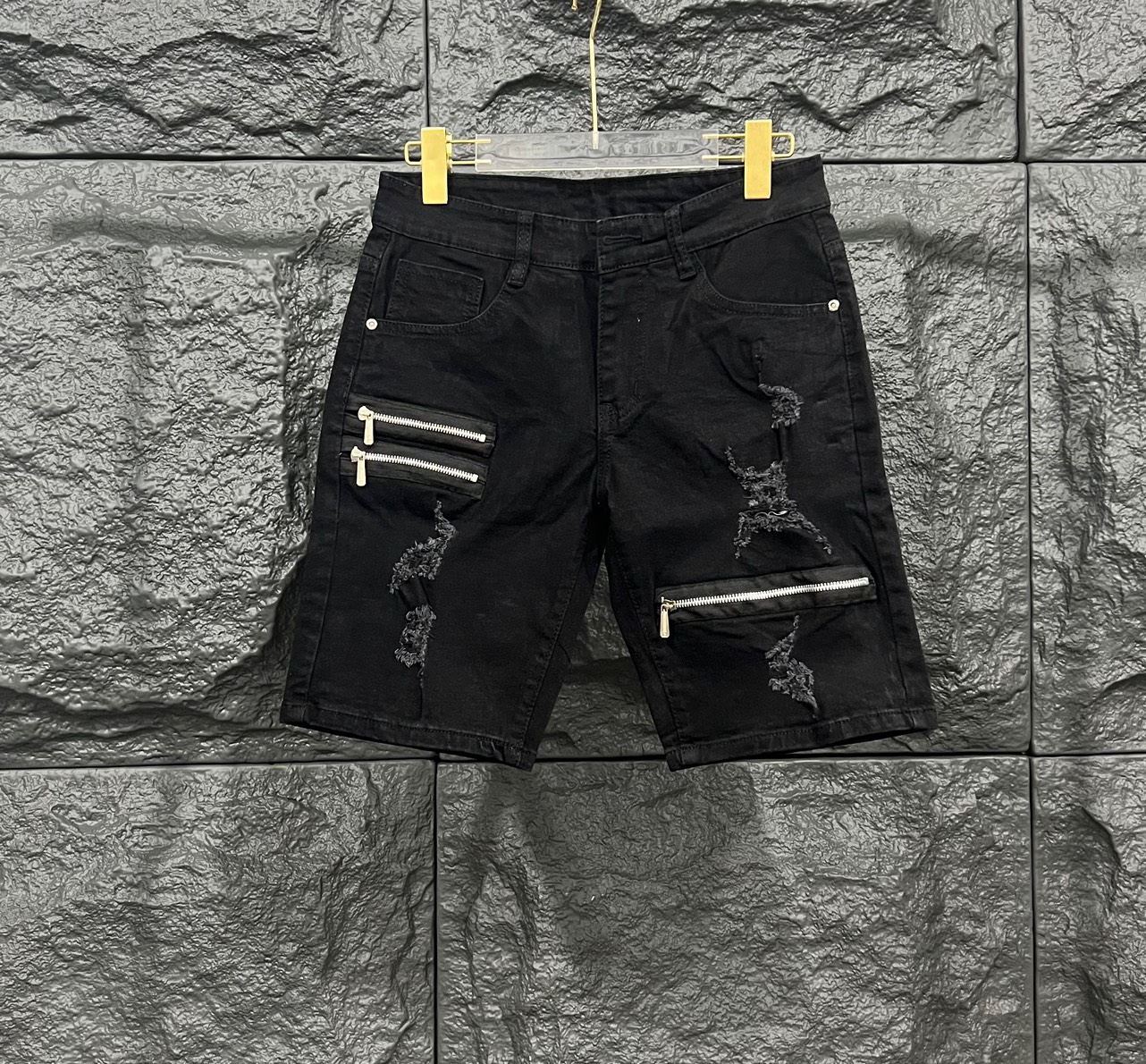 Quần short jean nam ngắn rách form vải DENIM vá khóa kéo gối rất đẹp trẻ trung shop PVT FASHION