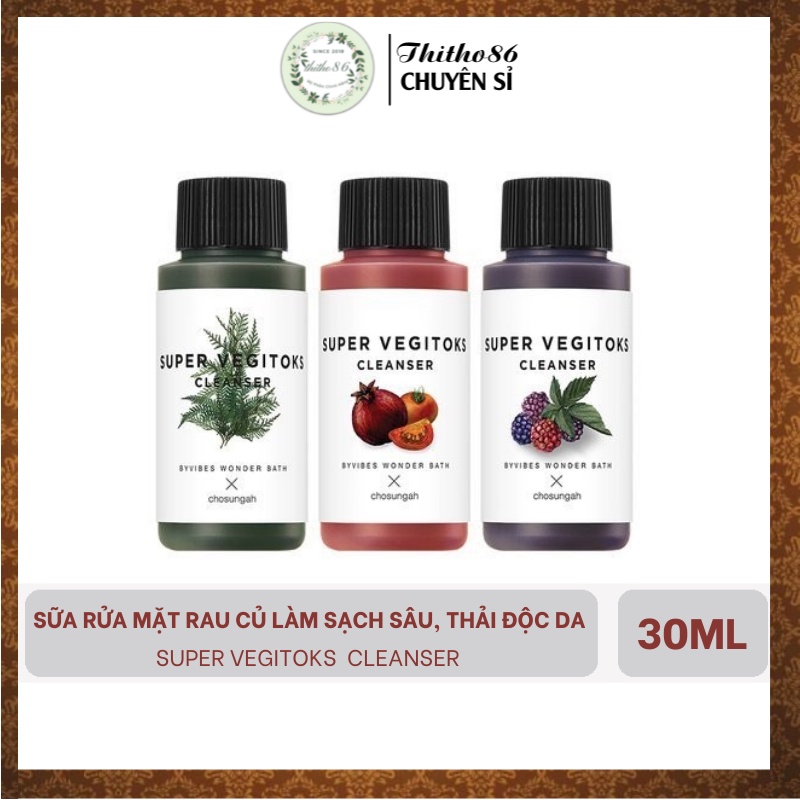 Sữa rửa mặt rau củ sủi bọt thải độc da byvibes wonder bath super vegitoks cleanser 30ml - chí.nh hãng