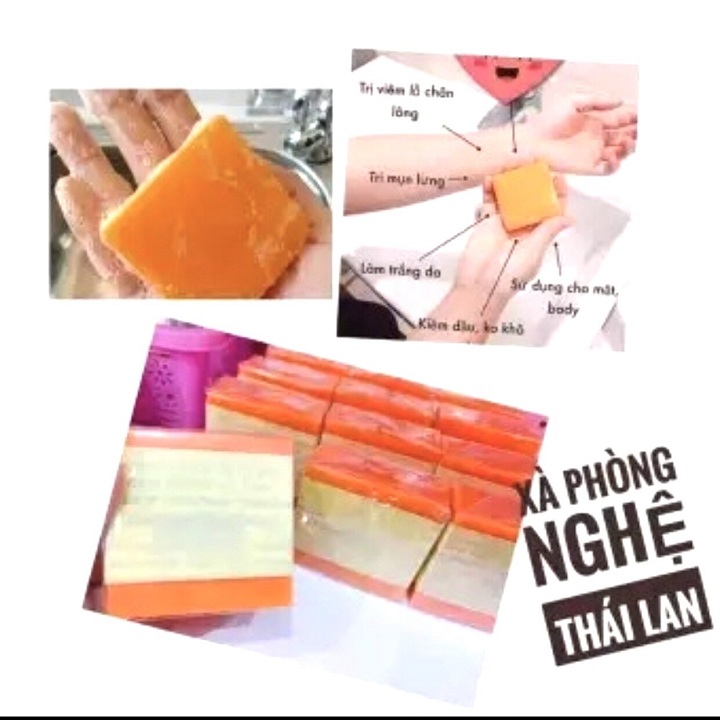 Combo 6 bánh Xà phòng nghệ Thái Lan ngừa mụn - sáng da mờ thâm và viêm lỗ chân lông