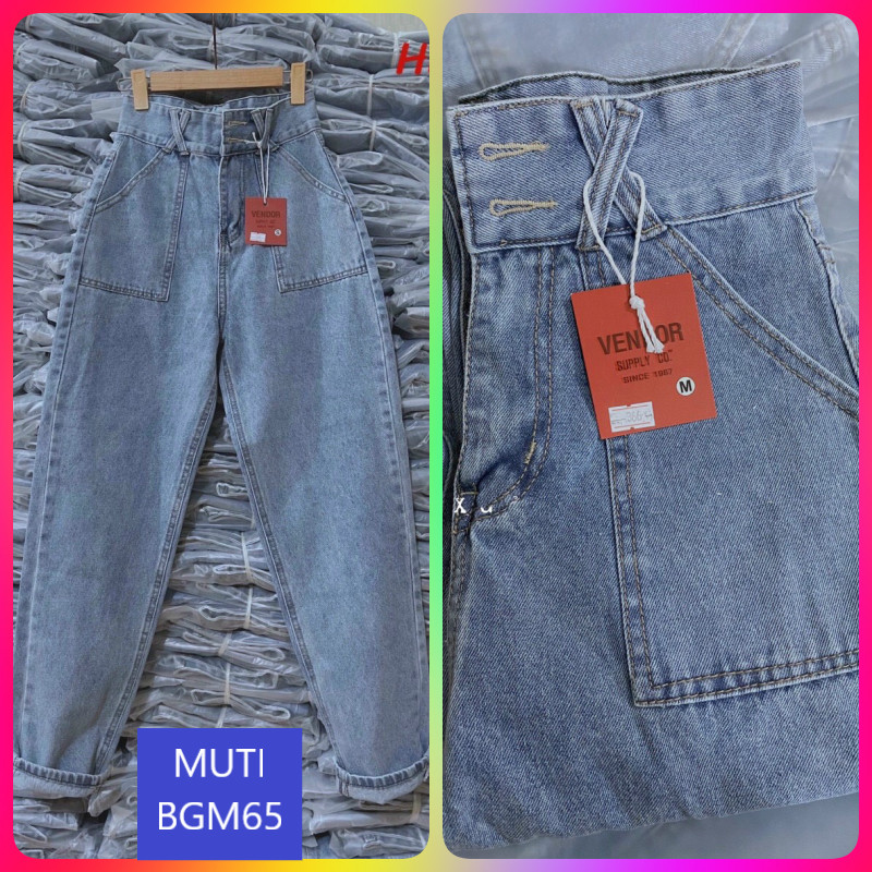 [ HÌNH THẬT ] QUẦN BAGGY JEANS JEANS NỮ LƯNG CAO 2 TÚI TRƯỚC ĐĨA CHÉO PHỐI 2 NÚT LAI CUỐN MÀU XANH NHẠT HOT SIÊU ĐỈNH CAO CẤP MUTI