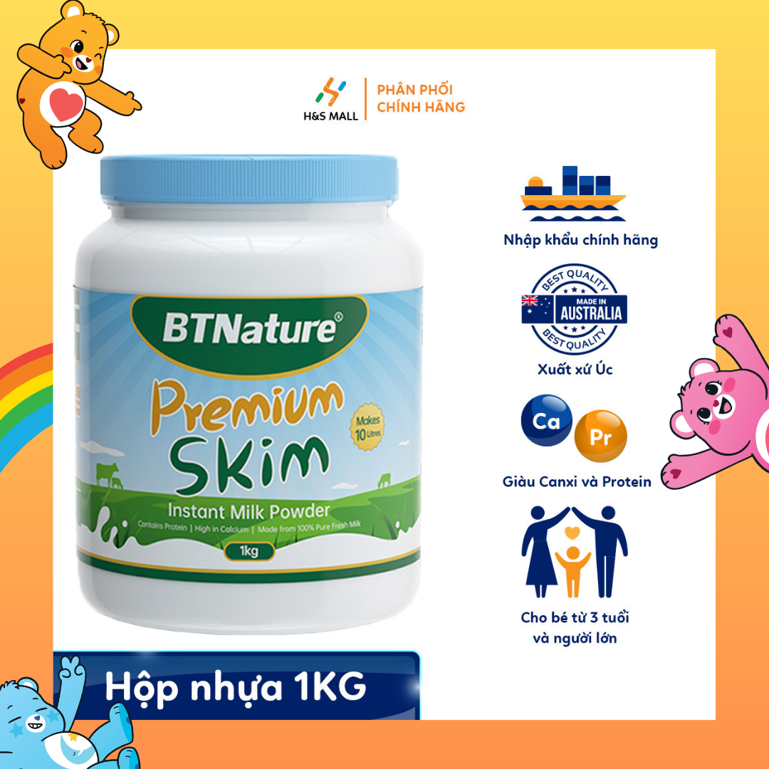 Sữa bột tách béo BTNATURE PREMIUM 1kg - Nhập khẩu chính hãng tại Úc