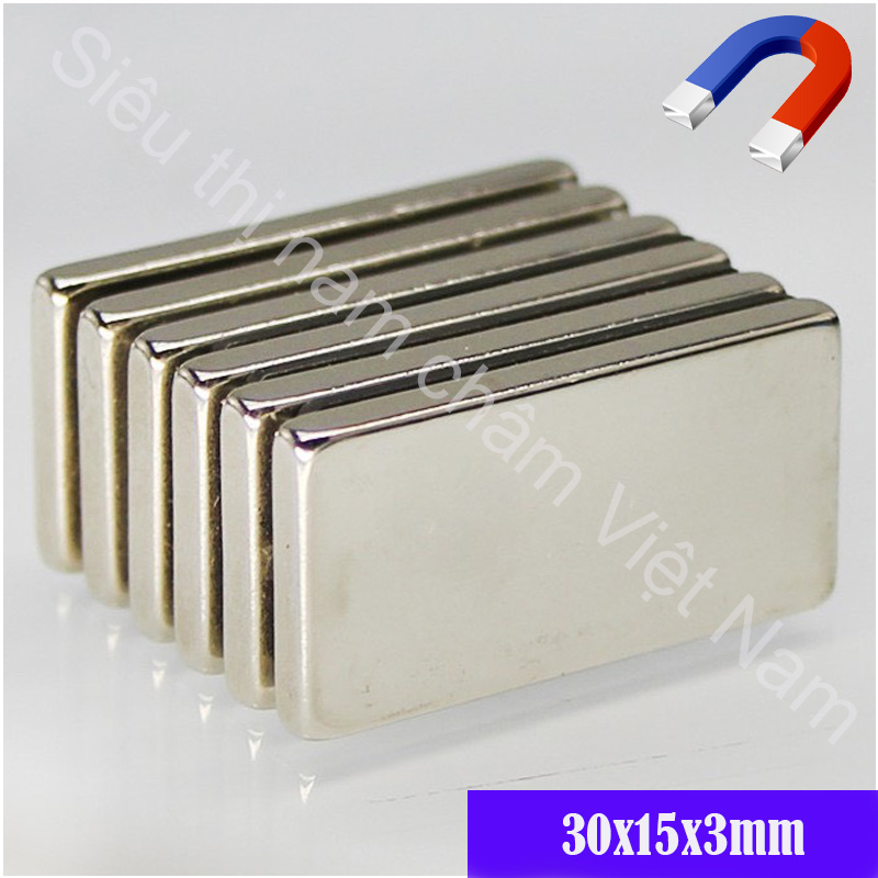 Nam châm 30x15x3mm nam châm chữ nhật đất hiếm