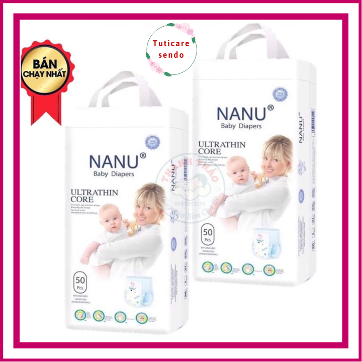 Tã bỉm quần Nanu 50 miếng hàng chính hãng, mẫu mới dáng bo, chống sệ bỉm, mềm, mỏng, thấm hút 1000ml nước.