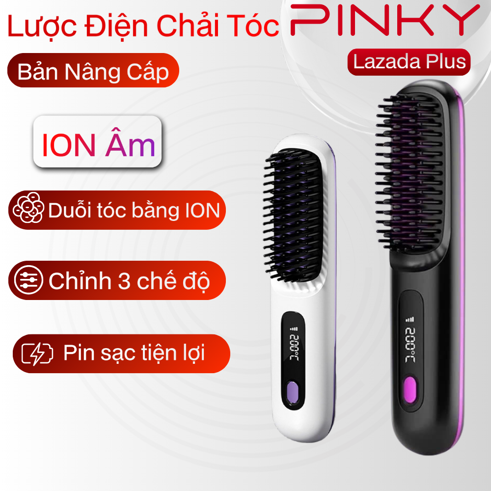 Lược Điện Duỗi Tóc, Ion Âm Không Dây, Màn Hình Số 3 Chế Độ Nhiệt, An Toàn Tiện Dụng Bảo Hành 12 Tháng